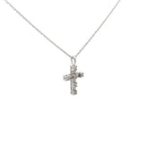 14k White Gold .40ct G VS2 Baguette and Round total weight of  Diamond Cross Pendant